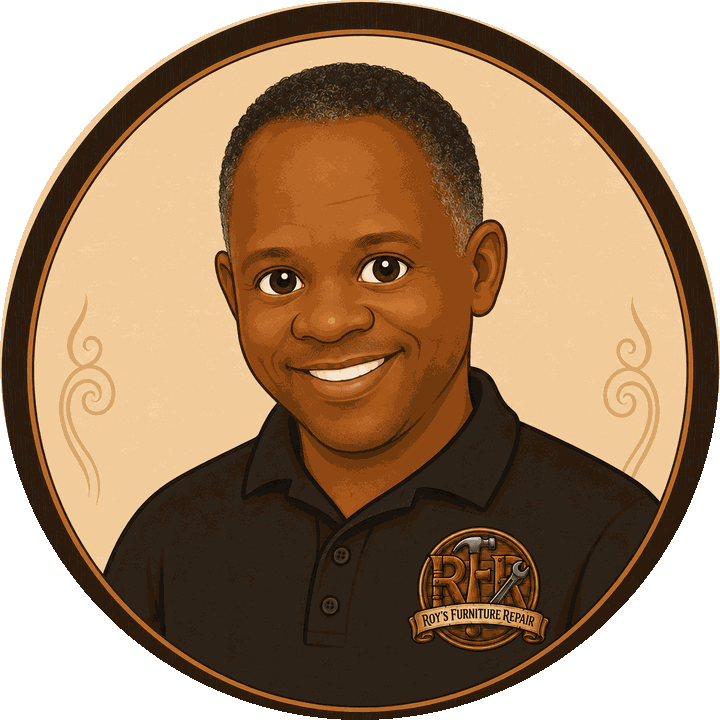 Illustrated portrait of Roy, owner and lead technician of Roy's Furniture Repair